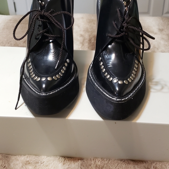 Jeffrey Campbell Shoes - Jeffrey Campbell Black Lace Up Shoes with Silver Accents Handmade Havana Last